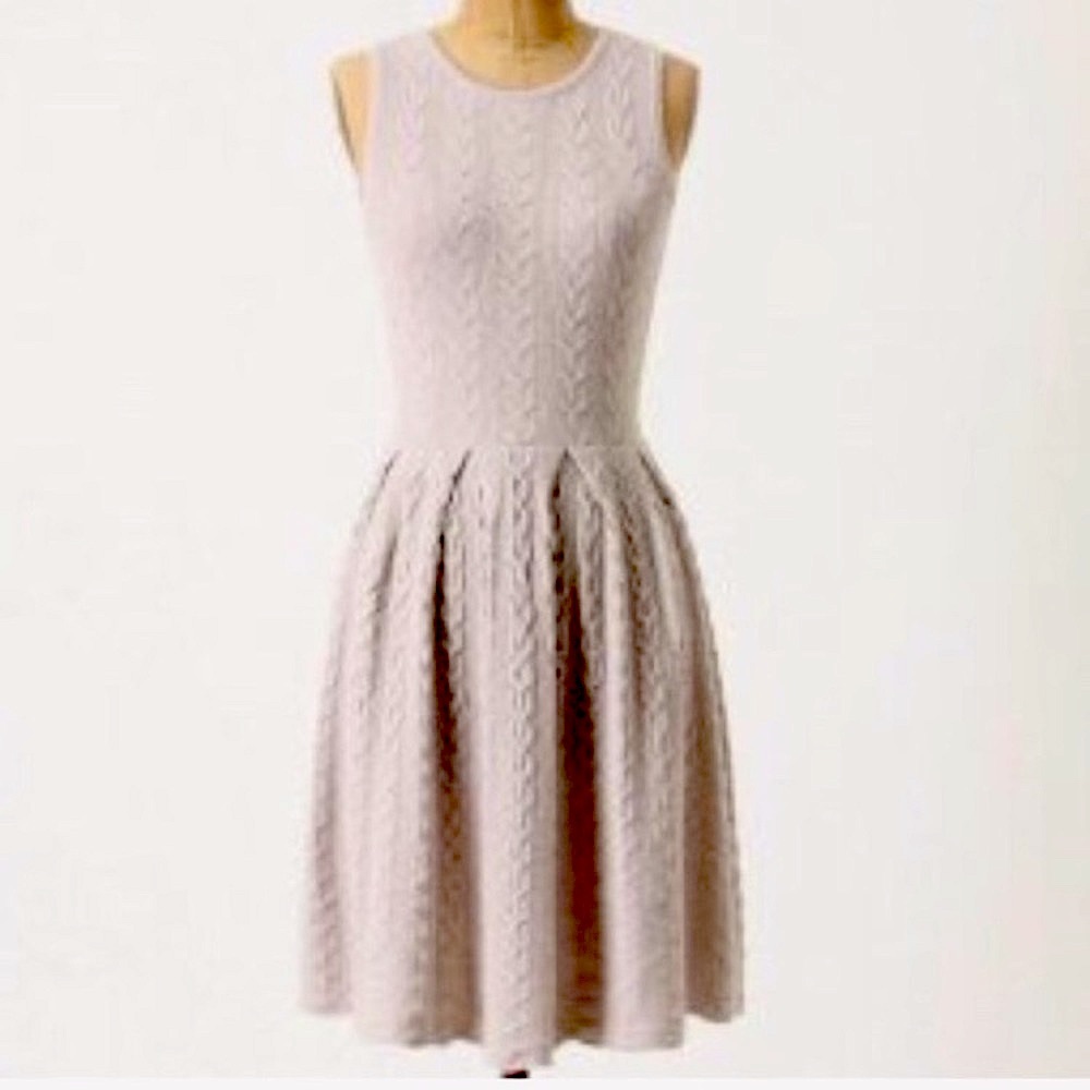Anthropologie White Pleated Scoop Neck Midi Sundress